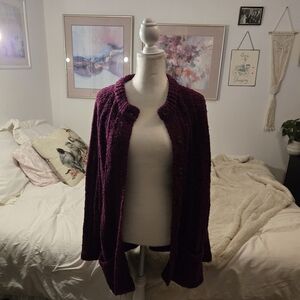 Tweed Burgundy Cardigan